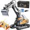 Remote Control Excavator,11 Channel RC Excavator Toys, Rechargeable Construction Vehicle Toys with Lights Sounds,Gifts for Kids 3-12 Years Old