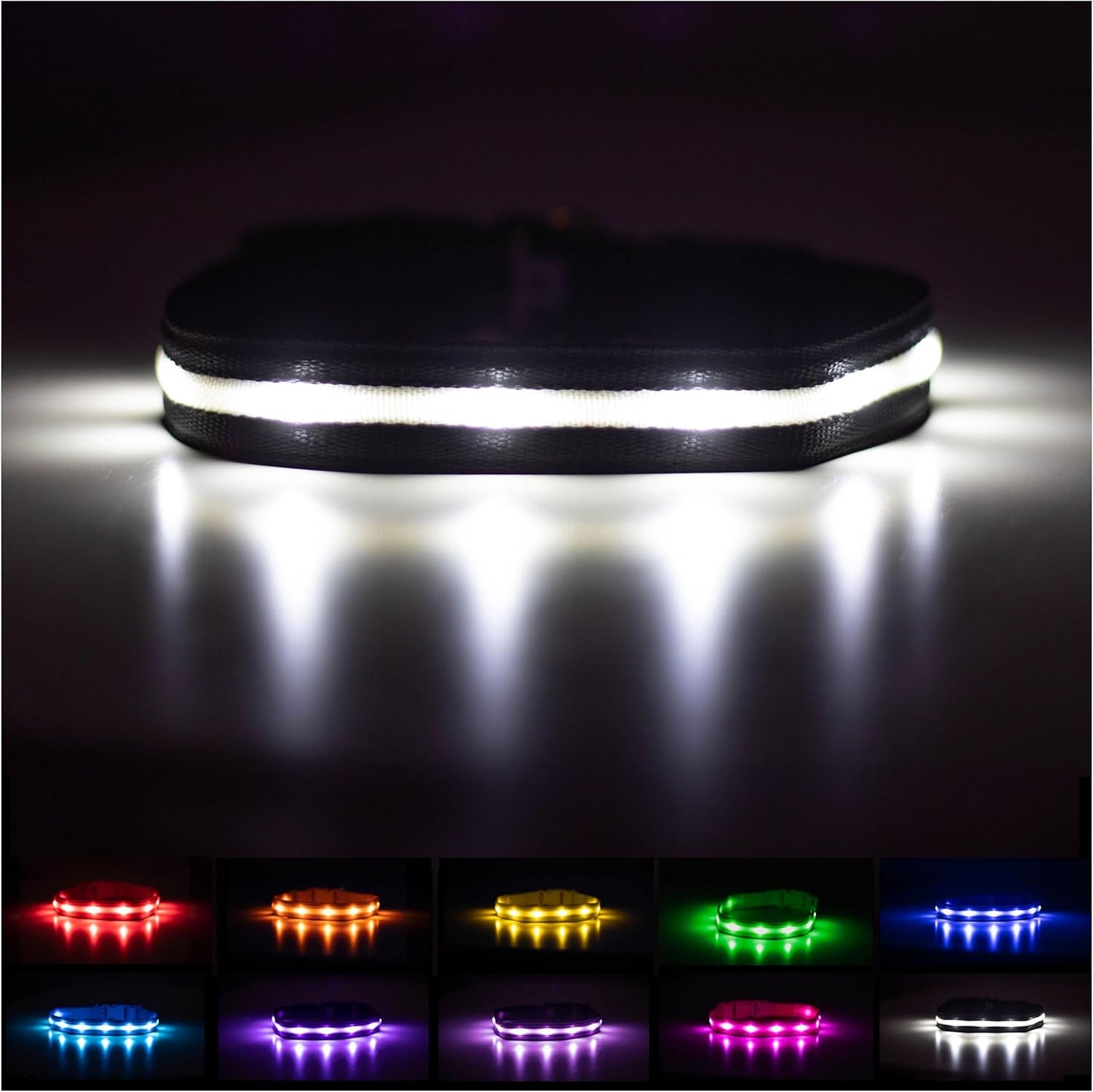 Brightest Light up Dog Collars - the Original LED Dog Collar with 1,000 Feet of Visibility - USB Rechargeable Waterproof Dog Collar Light - Dog Lights for Night Walking - USA Brand